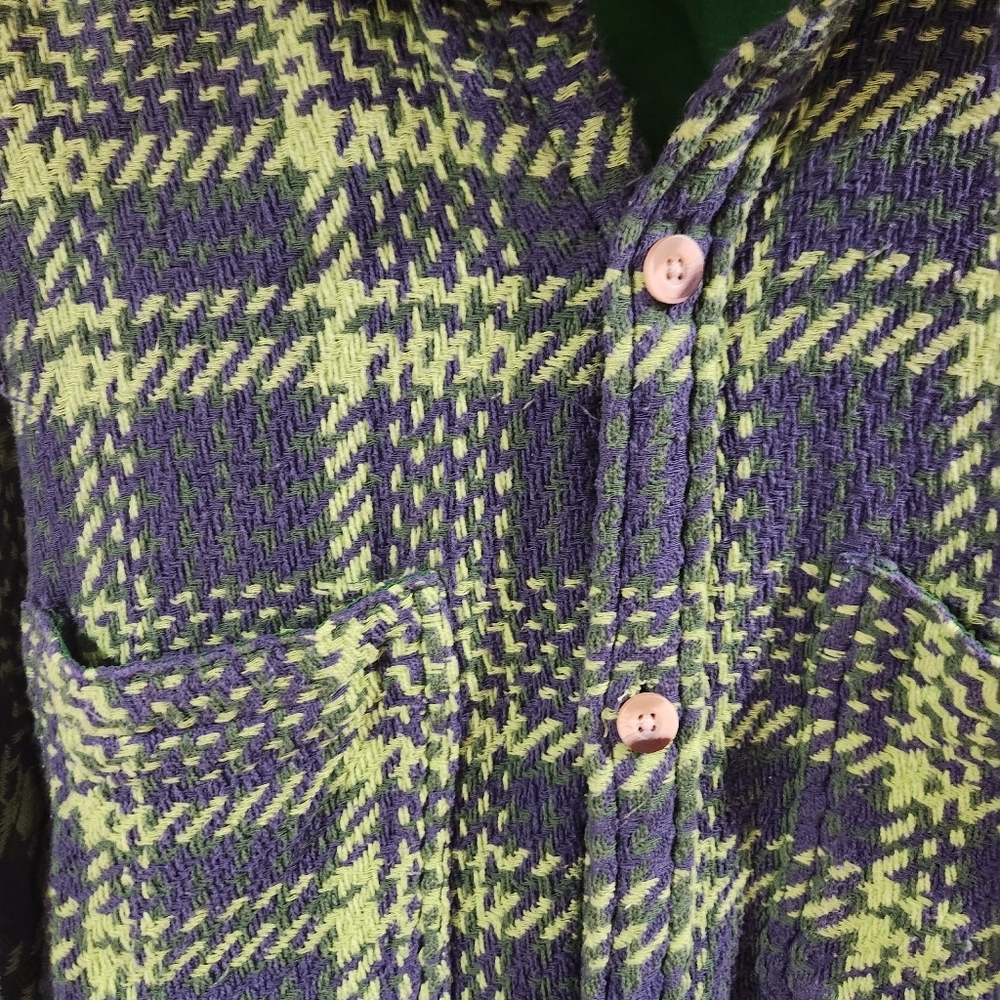 Urban Outfitters men's oversized flannel Shacket a green and blue plaid Small - Picture 2 of 7